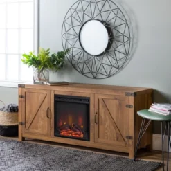 Clarabelle Double Door Farmhouse Electric Fireplace TV Stand For TVs Up To 65" - Saracina Home -Furniture Store GUEST d5307b38 aecc 454c 88b0 425f92ab066f