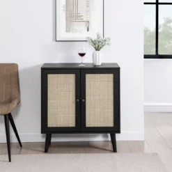 Modern Boho Wood And Rattan 2 Door Accent Cabinet - Saracina Home -Furniture Store GUEST d74ddd5c 1187 48fe bc16 4176c39cb9b1