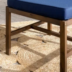 Modular Acacia Wood Armless Patio Chair With Cushion - Dark Brown/Navy - Saracina Home -Furniture Store GUEST d90662da d272 4b1f 84e6 f3d25461ded6