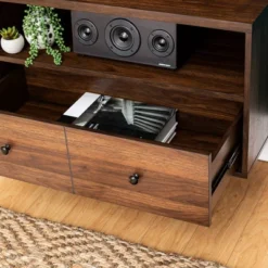 Modern Vinyl Record Player Storage TV Stand For TVs Up To 65" Dark Walnut - Saracina Home -Furniture Store GUEST da3c3527 13f3 4543 9538 6f78de8aa248