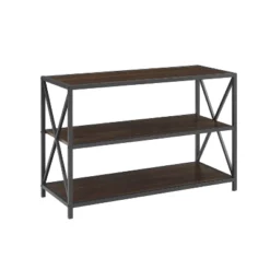 25.62" X Frame Metal And Wood Media Bookshelf - Saracina Home -Furniture Store GUEST da6fbbb0 99a4 4545 81a6 9cf064af15da