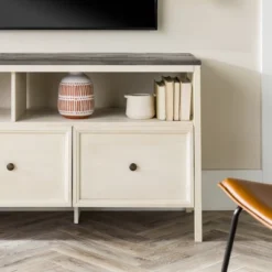 Farmhouse 3 Drawer Wood TV Stand For TVs Up To 65" - Saracina Home -Furniture Store GUEST db616c55 957b 4465 80b7 0cddcd1d7792