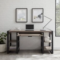 60" Industrial Transitional Tech Desk With USB - Saracina Home -Furniture Store GUEST dd350e77 1461 48fb a567 a9f26aa2ef21