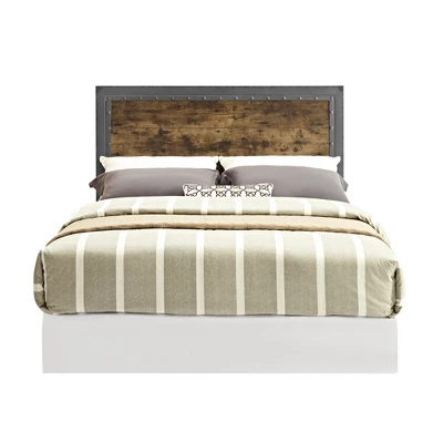 Queen Urban Industrial Wood And Metal Panel Headboard Brown - Saracina Home 2 Queen Urban Industrial Wood And Metal Panel Headboard Brown - Saracina Home - Image 2