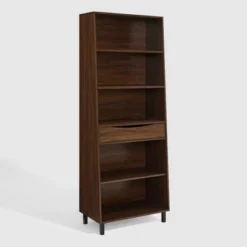 72.5" Mid-Century Modern 1 Drawer Angled Bookshelf - Saracina Home -Furniture Store GUEST dee13ed8 b5a6 4b0f 873d 91d8d823c6c3
