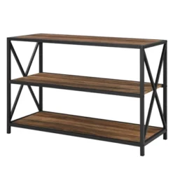 25.62" X Frame Metal And Wood Media Bookshelf - Saracina Home -Furniture Store GUEST dfa6e6c7 d4cc 4a5d a539 2c5443d07d4c