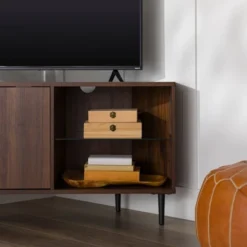 Contemporary Corner TV Stand For TVs Up To 55" Dark Walnut - Saracina Home -Furniture Store GUEST e0479c82 71bd 4df9 b733 5615a41811fc