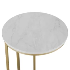 24" Modern Glam Round C Table Faux White Marble/Gold - Saracina Home 6 24" Modern Glam Round C Table Faux White Marble/Gold - Saracina Home -Furniture Store GUEST e374de0c 0bdb 42ff b4ff c6201b372504