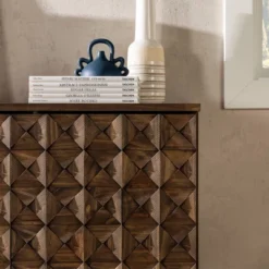 58" Modern Boho Solid Pine Wood Closed Storage Sideboard Brown - Saracina Home -Furniture Store GUEST e3b60f82 376f 4a36 b4e7 47a16e678d43