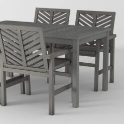 5pc Slatted Chevron Acacia Wood Patio Dining Set - Saracina Home -Furniture Store GUEST e43f6828 aba5 4df2 8ca9 189a6b77e700