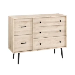 Ivora Lifted Mid-Century Modern Asymmetrical 5 Drawer Dresser - Saracina Home -Furniture Store GUEST e455e771 4a91 4524 9838 7cacaaf7a6be