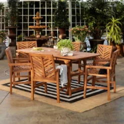 7pc Slatted Extendable Acacia Wood Patio Dining Set - Saracina Home -Furniture Store GUEST e48952b5 09ab 4154 b248 a696c50f1a1d