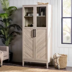 68" Boho Modern Tall Storage Wood Cabinet - Saracina Home -Furniture Store GUEST e4df942e b8a2 4dc0 af20 e72b381ae0f6