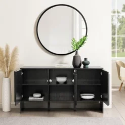 Modern Staggered Vertical Accent 3 Door Sideboard - Saracina Home -Furniture Store GUEST e7187c1a 9ce1 41e7 afaa f88ba84facf9