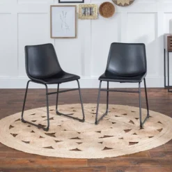 Set Of 2 Laslo Modern Upholstered Faux Leather Dining Chairs - Saracina Home -Furniture Store GUEST e921ecff 5d1c 46bf 8a40 c3330f7f710d