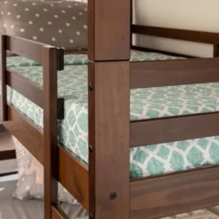 Twin Indy Solid Wood Triple Bunk Bed Walnut - Saracina Home -Furniture Store GUEST ea0f3219 673c 4bd7 a005 edae0b99a024
