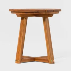 Saracina Home Modern Slatted Round Acacia Accent Table -Furniture Store GUEST f1657f3f 96f4 4a71 8bf6 0bc2fda3ebe8