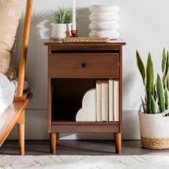 Stiva Classic Mid-Century Modern 1 Drawer Nightstand - Saracina Home -Furniture Store GUEST f1f5300e 5364 40db 96ef 77bca274ed96