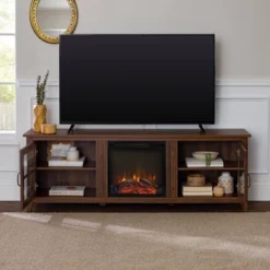 Tasi Transitional Farmhouse Glass Window Pane Door With Electric Fireplace TV Stand For TVs Up To 80" - Saracina Home -Furniture Store GUEST f311f96d d499 42c9 8cd1 6739a79235a7