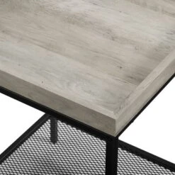 Rosalyn Urban Industrial Glam Square Tray Side Table With Metal Mesh Shelf Gray Wash - Saracina Home -Furniture Store GUEST f3d6a9ba 1253 457a b37c 3d014c05093f
