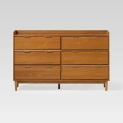Mid-Century Modern Solid Wood 6 Drawer Double Dresser - Saracina Home -Furniture Store GUEST f40a606f 0c8e 43a8 b20e 6173eadd8c07