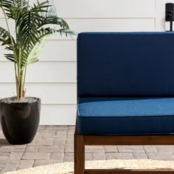 Modular Acacia Wood Armless Patio Chair With Cushion - Dark Brown/Navy - Saracina Home -Furniture Store GUEST f434940d d8c2 4298 9d4d 48efad42bf66