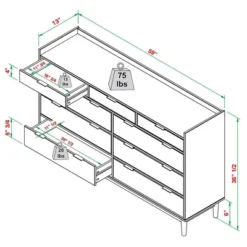 Mid-Century Modern Solid Wood 9 Drawer Horizontal Dresser - Saracina Home -Furniture Store GUEST f5f0f1ab b228 4bb6 8748 20f45ddb371e