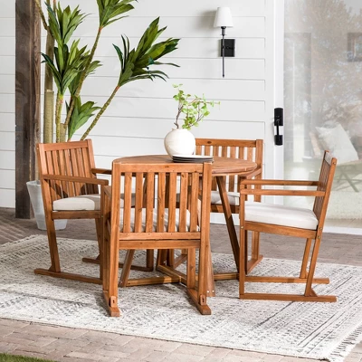 Saracina Home 5pc Modern Slatted Acacia Outdoor Dining Set With Round Table 1 Saracina Home 5pc Modern Slatted Acacia Outdoor Dining Set With Round Table
