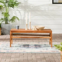 Outdoor Acacia Wood Slatted Coffee Table - Saracina Home -Furniture Store GUEST f691e32c ceb4 415f 9b3b 971f04c7f8b4