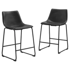 Set Of 2 Laslo Modern Upholstered Faux Leather Counter Height Barstools - Saracina Home -Furniture Store GUEST f6f9d7b5 90d5 4e6e a4dd 7067faedcdef