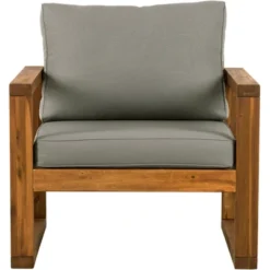 Galia 2pc Square Leg Acacia Wood Chair And Ottoman With Cushions - Brown - Saracina Home -Furniture Store GUEST f862c995 9ccc 4778 bd23 a9d1f46b9f67