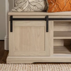 48" Transitional Sliding Door Wood And Metal Bench - Saracina Home -Furniture Store GUEST f9fbf77b c988 4b5d 96d0 71469346d6f6