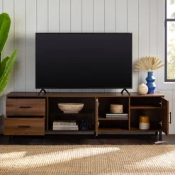 Sana Modern Triple Storage TV Stand For TVs Up To 80" Dark Walnut - Saracina Home -Furniture Store GUEST fa65be07 dd72 4823 b878 62fc4cd53535