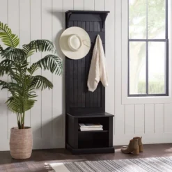 Waylon Rustic Farmhouse Solid Wood Tall Hall Tree - Saracina Home -Furniture Store GUEST fa95a34f dc11 450d 9b51 26e0edd461ff