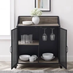 Urban Industrial Metal Mesh Bar Cart With Wheels - Saracina Home 14 Urban Industrial Metal Mesh Bar Cart With Wheels - Saracina Home -Furniture Store GUEST ff406dda d620 4228 9ca2 9466e7b28653