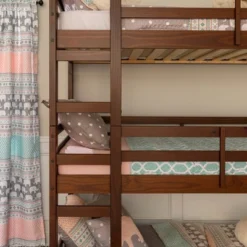 Twin Indy Solid Wood Triple Bunk Bed Walnut - Saracina Home -Furniture Store GUEST fffbb9f0 16df 41c6 af6a 3afc66cf476b